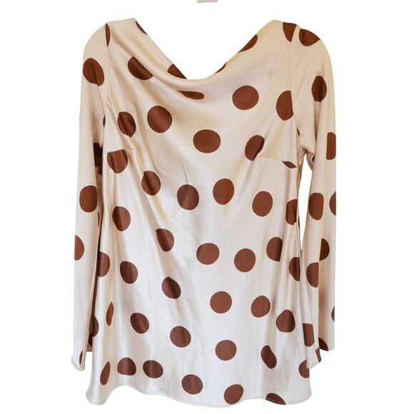Free People Tigre Printed Cream and Brown Polka Dot Medium - Picture 4 of 8